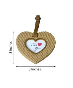 HIER_5340 Heart Shaped Wedding Frame Favor | Luggage Tag With Strap Buckle & Gift Wrapped