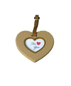 HIER_5340 Heart Shaped Wedding Frame Favor | Luggage Tag With Strap Buckle & Gift Wrapped
