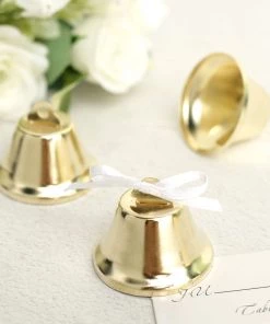 HIER_5170 Pack Of 24 | Gold Kissing Bells | Wedding Favor Bells | Cowbell Party Decoration Chargers & Centerpieces