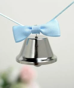 HIER_5170 Pack Of 24 | Silver Kissing Bells | Wedding Favor Bells | Cowbell Party Decoration Chargers & Centerpieces