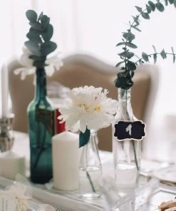 HIER_5170 Tabletop Decor 10 Packs | Mini Erasable Wooden Chalkboard Signs With Hanging Twine And Chalks