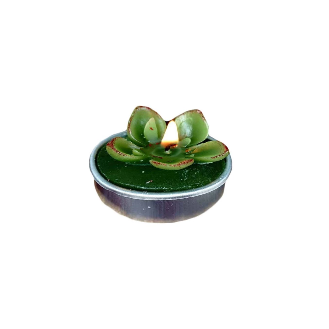 HIER_5340 6 Pcs Echeveria Succulent Tea Light Candles 6 HIER_5340 6 Pcs Echeveria Succulent Tea Light Candles