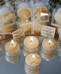 HIER_5340 4 Pcs Caribbean Island Beach Candles Favors Chargers & Centerpieces