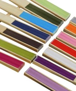 HIER_5340 Apple Green Asian Silk Folding Fans - Clearance SALE