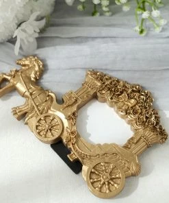 HIER_5300 7" Gold Horse Carriage Resin Picture Frame Wedding Party Favor, European Style Place Card Holder