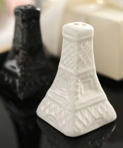 HIER_5340 3" Black/White Salt And Pepper Shakers Gift Box Vintage Party Favors Pre-Packed With Thank You Tag