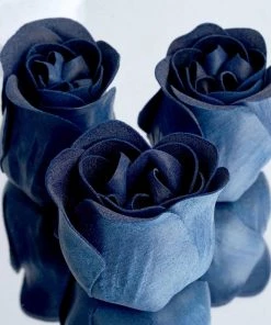 HIER_5350 6 Pcs Navy Scented Rose Soap Party Favors With Gift Box And Ribbon