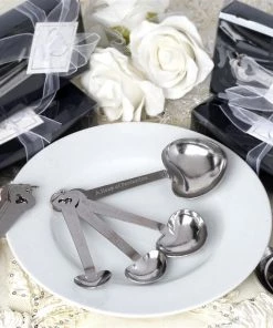 HIER_5350 Tabletop Decor Heart Spoons Favor - Free Gift Box +Thank You Tag