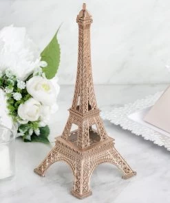 HIER_5350 10" | Rose Gold | Eiffel Tower Centerpiece | Eiffel Tower Cake Topper | Decorative Figurine Chargers & Centerpieces