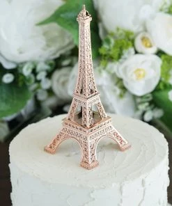 HIER_5350 6" | Rose Gold | Eiffel Tower Centerpiece | Eiffel Tower Cake Topper | Decorative Figurine Chargers & Centerpieces