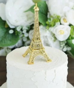 HIER_5350 6" | Gold | Eiffel Tower Centerpiece | Eiffel Tower Cake Topper | Decorative Figurine Chargers & Centerpieces