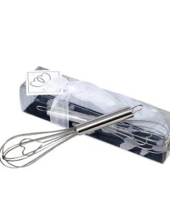HIER_5340 Tabletop Decor Love Heart Stainless Steel Whisks Party Favor With Clear Gift Box, Ribbon & Thank You Tag