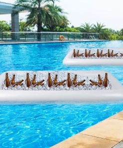 HIER_5460 Party Balloons & Accessories 2 Pack Inflatable Cooler Buffet Serving Bar For BBQ Picnic Pool Party With Drain Plug - 50"L X 24"W