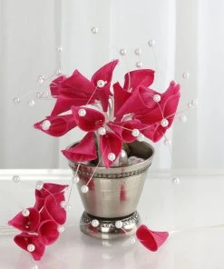 HIER_5120 72 Fuchsia Artificial Floral Calla Lily Bead Flowers Chargers & Centerpieces