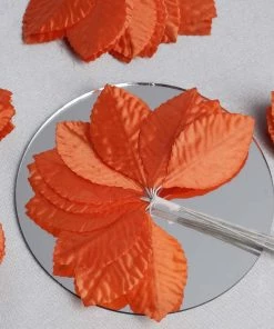 HIER_5120 144 Orange Burning Passion Leaves Chargers & Centerpieces