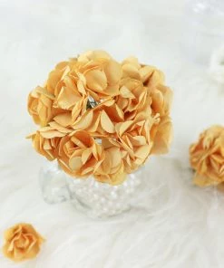 HIER_5120 144 Gold Paper Mini Craft Flower Roses, DIY Flower Bushes With Wire Stems Mini Craft Florals 18 HIER_5120 144 Gold Paper Mini Craft Flower Roses, DIY Flower Bushes With Wire Stems Mini Craft Florals