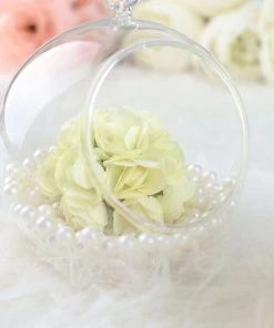 HIER_5120 Mini Craft Florals 144 Ivory Paper Mini Craft Flower Roses, DIY Flower Bushes With Wire Stems