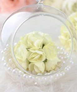 HIER_5120 Mini Craft Florals 144 Ivory Paper Mini Craft Flower Roses, DIY Flower Bushes With Wire Stems