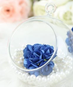 HIER_5120 144 Navy Blue Paper Mini Craft Flower Roses, DIY Flower Bushes With Wire Stems