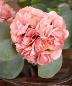 HIER_5120 144 Pink Paper Mini Craft Flower Roses, DIY Flower Bushes With Wire Stems Mini Craft Florals