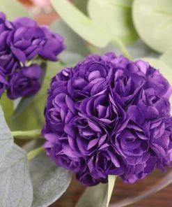 HIER_5120 144 Purple Paper Mini Craft Flower Roses, DIY Flower Bushes With Wire Stems Mini Craft Florals