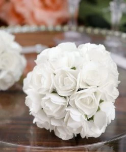 HIER_5120 Mini Craft Florals 144 White Paper Mini Craft Flower Roses, DIY Flower Bushes With Wire Stems