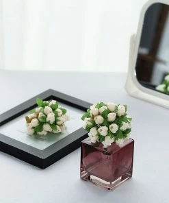 HIER_5120 144 Pcs Ivory Wired Rose Flowers For Bridal Bouquet Craft Embellishment Chargers & Centerpieces