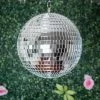 HIER_3300 4 Pcs 6" Silver Glass Mirror Disco Balls | Christmas Ornaments Chargers & Centerpieces