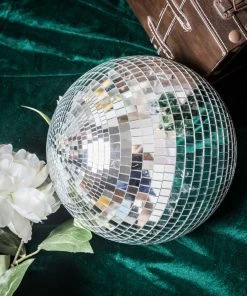 HIER_3300 Pack Of 2 - 12" Silver Disco Mirror Ball - Large Disco Ball With Hanging Swivel Ring Chargers & Centerpieces