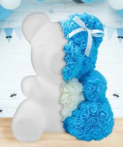 HIER_5170 DIY 3D Modeling Animals White Styrofoam Crafts Polystyrene Foam Balls | 12" Tall Bear