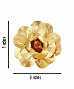 HIER_3400 Chargers & Centerpieces 6 Pack 8" Large Gold Real Touch Artificial Foam Craft Roses 13 HIER_3400 Chargers & Centerpieces 6 Pack 8