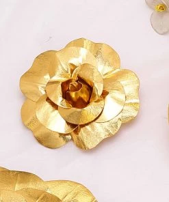 HIER_3400 Chargers & Centerpieces 6 Pack 8" Large Gold Real Touch Artificial Foam Craft Roses