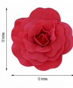 HIER_3400 4 Pack 12" Large Red Real Touch Artificial Foam Craft Roses 14 HIER_3400 4 Pack 12