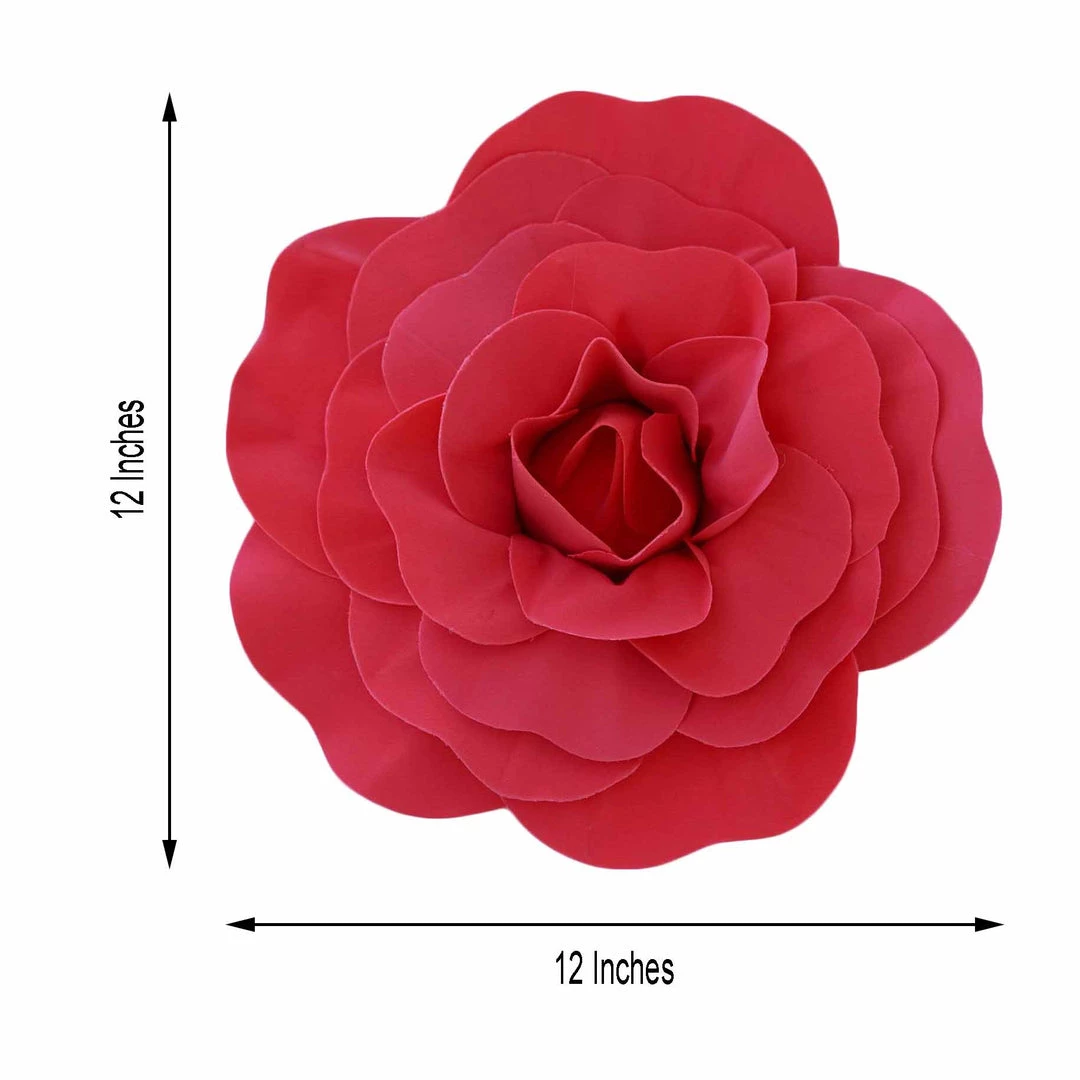 HIER_3400 4 Pack 12" Large Red Real Touch Artificial Foam Craft Roses 3 HIER_3400 4 Pack 12" Large Red Real Touch Artificial Foam Craft Roses