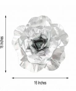 HIER_3400 Chargers & Centerpieces 4 Pack 16" Large Silver Real Touch Artificial Foam Craft Roses 14 HIER_3400 Chargers & Centerpieces 4 Pack 16