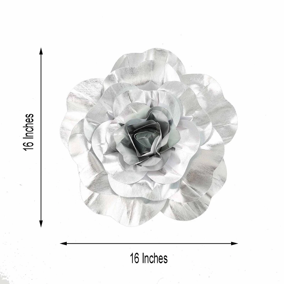 HIER_3400 Chargers & Centerpieces 4 Pack 16" Large Silver Real Touch Artificial Foam Craft Roses 3 HIER_3400 Chargers & Centerpieces 4 Pack 16" Large Silver Real Touch Artificial Foam Craft Roses