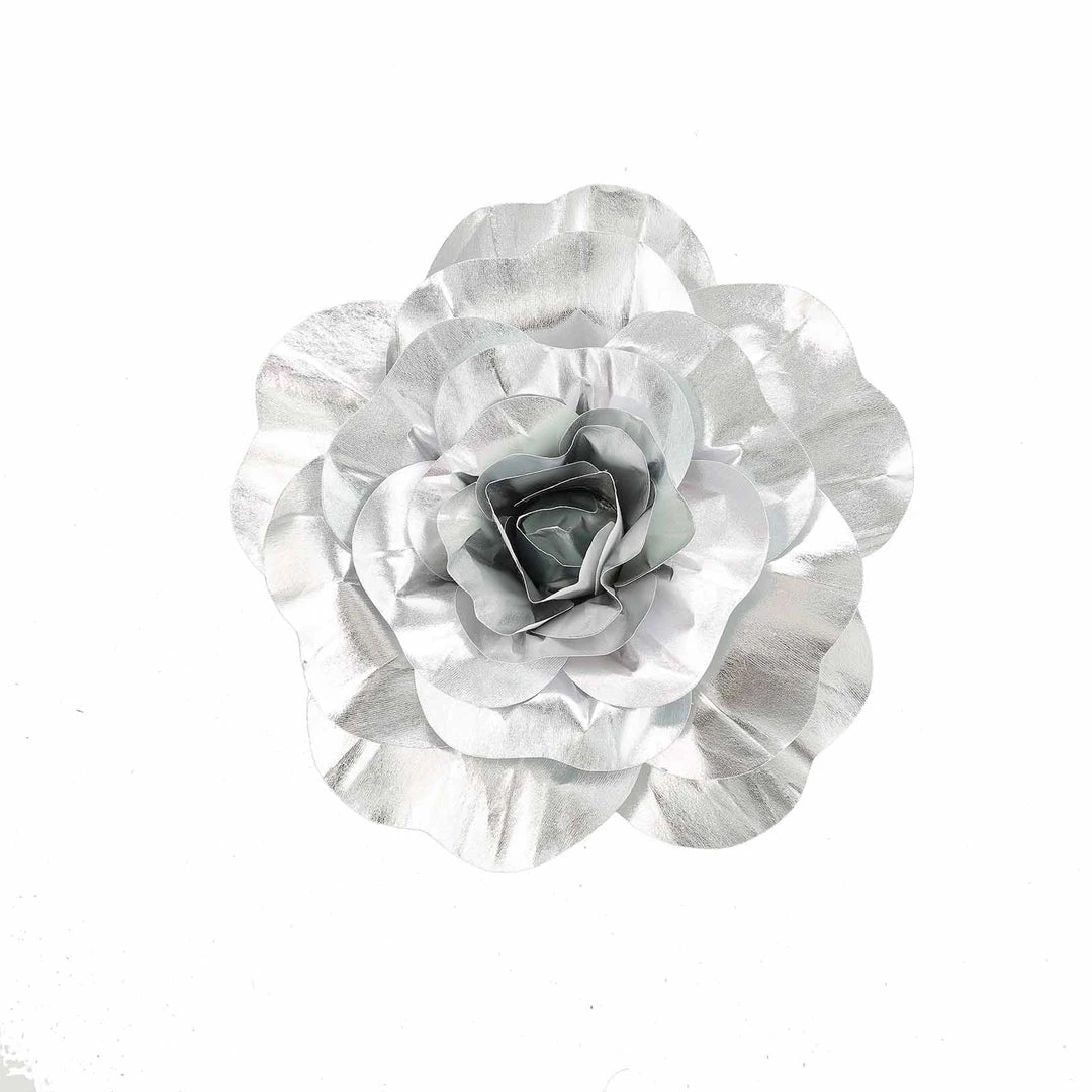 HIER_3400 Chargers & Centerpieces 4 Pack 16" Large Silver Real Touch Artificial Foam Craft Roses 12 HIER_3400 Chargers & Centerpieces 4 Pack 16" Large Silver Real Touch Artificial Foam Craft Roses