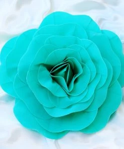 HIER_3400 4 Pack 16" Large Turquoise Real Touch Artificial Foam Craft Roses Chargers & Centerpieces