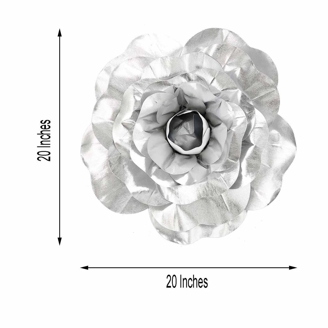 HIER_3400 2 Pack 20" Large Silver Real Touch Artificial Foam Craft Roses Chargers & Centerpieces 3 HIER_3400 2 Pack 20" Large Silver Real Touch Artificial Foam Craft Roses Chargers & Centerpieces