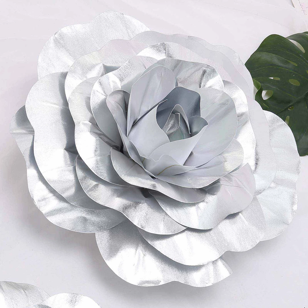 HIER_3400 2 Pack 20" Large Silver Real Touch Artificial Foam Craft Roses Chargers & Centerpieces 1 HIER_3400 2 Pack 20" Large Silver Real Touch Artificial Foam Craft Roses Chargers & Centerpieces