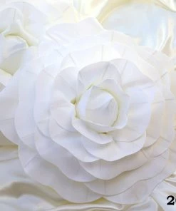HIER_3400 2 Pack 20" Large White Real Touch Artificial Foam Craft Roses Chargers & Centerpieces
