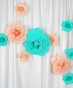 HIER_3400 Chargers & Centerpieces 2 Pack 24" Large Turquoise Real Touch Artificial Foam Craft Roses