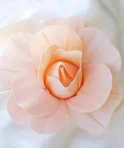HIER_3400 6 Pack 8" Large Real Touch Artificial Foam Craft Roses- Rose Gold | Blush Chargers & Centerpieces