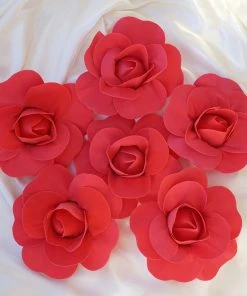 HIER_3400 Chargers & Centerpieces 6 Pack 8" Large Red Real Touch Artificial Foam Craft Roses