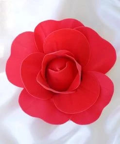 HIER_3400 Chargers & Centerpieces 6 Pack 8" Large Red Real Touch Artificial Foam Craft Roses
