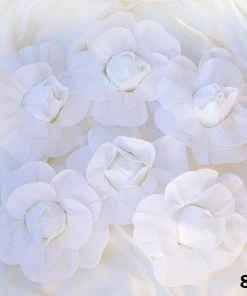 HIER_3400 6 Pack 8" Large White Real Touch Artificial Foam Craft Roses