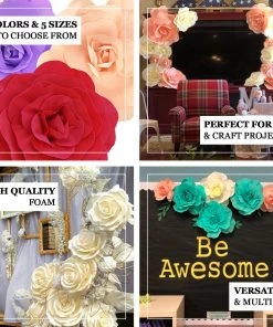 HIER_3400 Chargers & Centerpieces 4 Pack 16" Large Silver Real Touch Artificial Foam Craft Roses 15 HIER_3400 Chargers & Centerpieces 4 Pack 16