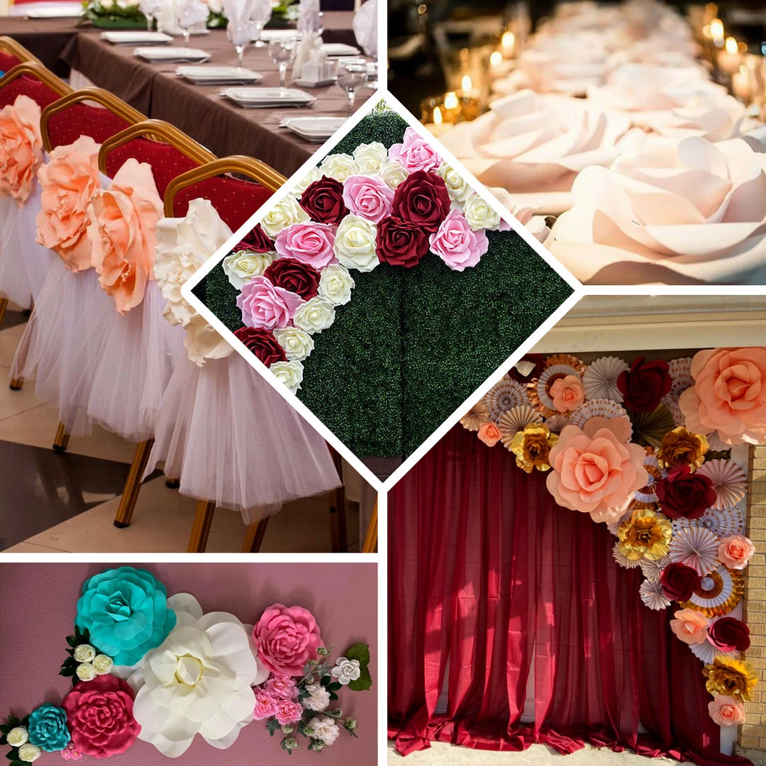 HIER_3400 Chargers & Centerpieces 4 Pack 16" Large Silver Real Touch Artificial Foam Craft Roses 5 HIER_3400 Chargers & Centerpieces 4 Pack 16" Large Silver Real Touch Artificial Foam Craft Roses