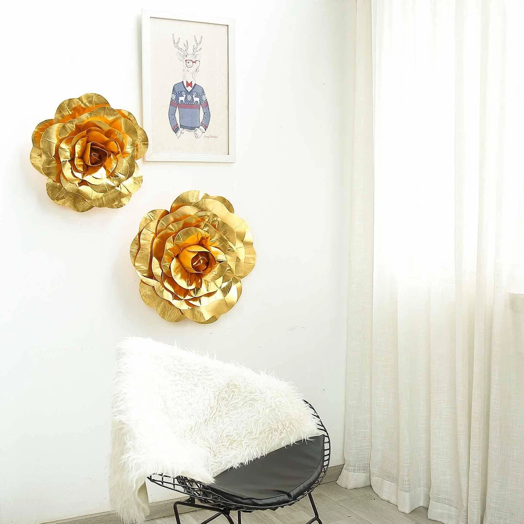 HIER_3400 Chargers & Centerpieces 6 Pack 8" Large Gold Real Touch Artificial Foam Craft Roses 2 HIER_3400 Chargers & Centerpieces 6 Pack 8" Large Gold Real Touch Artificial Foam Craft Roses