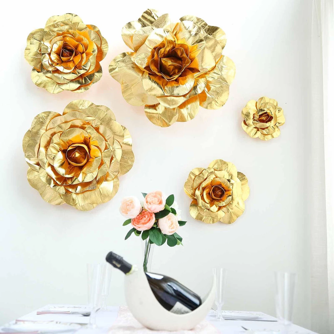 HIER_3400 Chargers & Centerpieces 6 Pack 8" Large Gold Real Touch Artificial Foam Craft Roses 9 HIER_3400 Chargers & Centerpieces 6 Pack 8" Large Gold Real Touch Artificial Foam Craft Roses